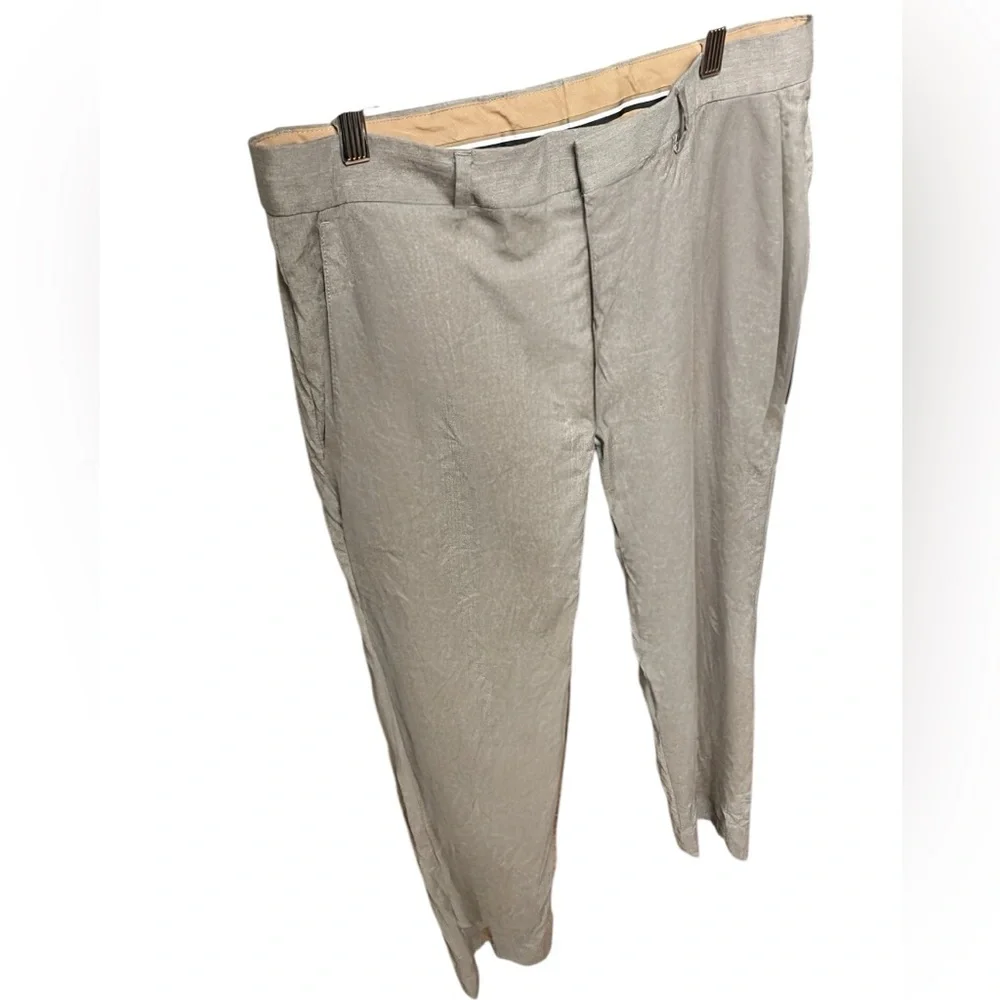 Hugo Boss Men’s 34R Khaki Dress Pants Flat Front Beige Chino Trousers 34x28